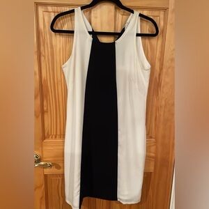 Joy Joy White and Black Stripe Shift Dress